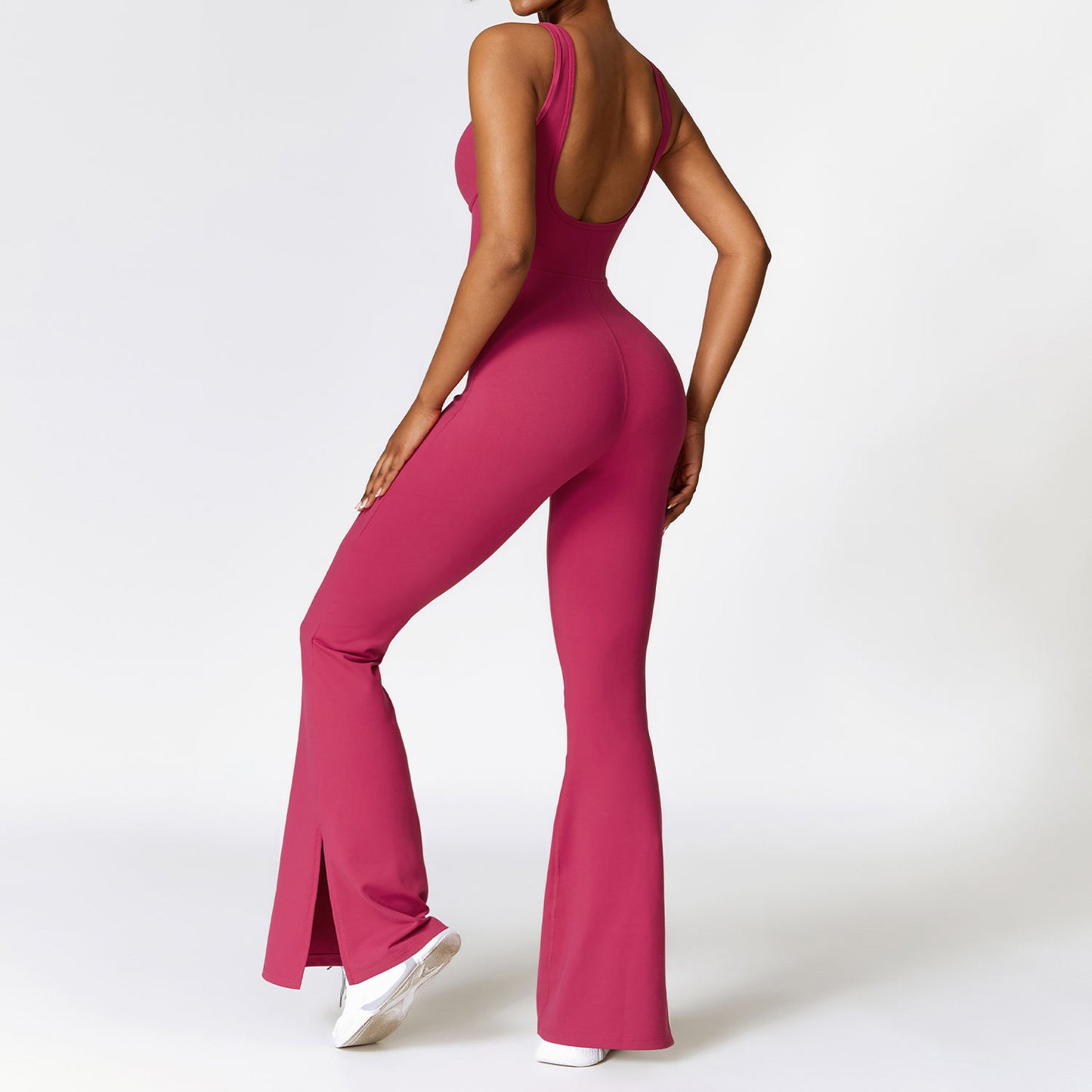 Flared Leg Backless Romper