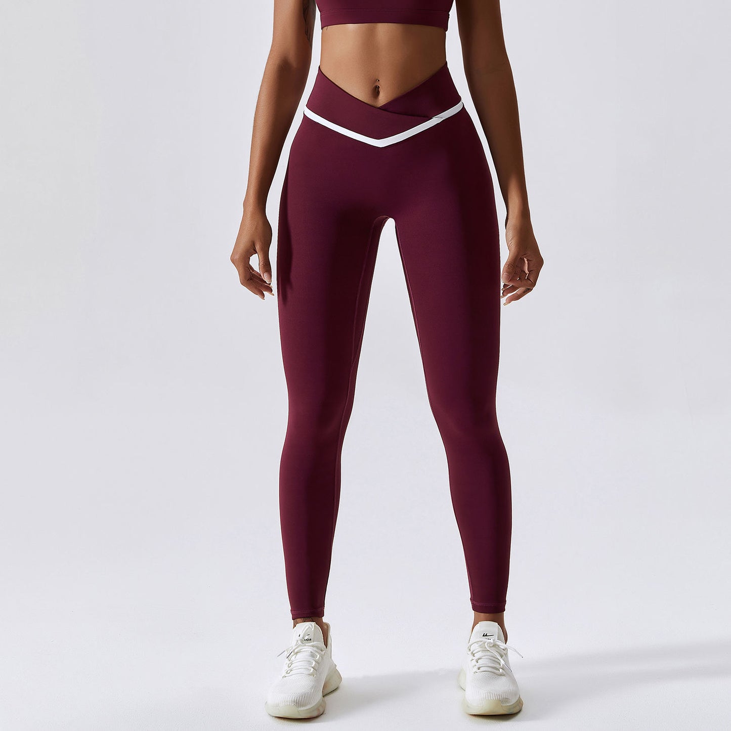 Contrast Binding V Back Leggings