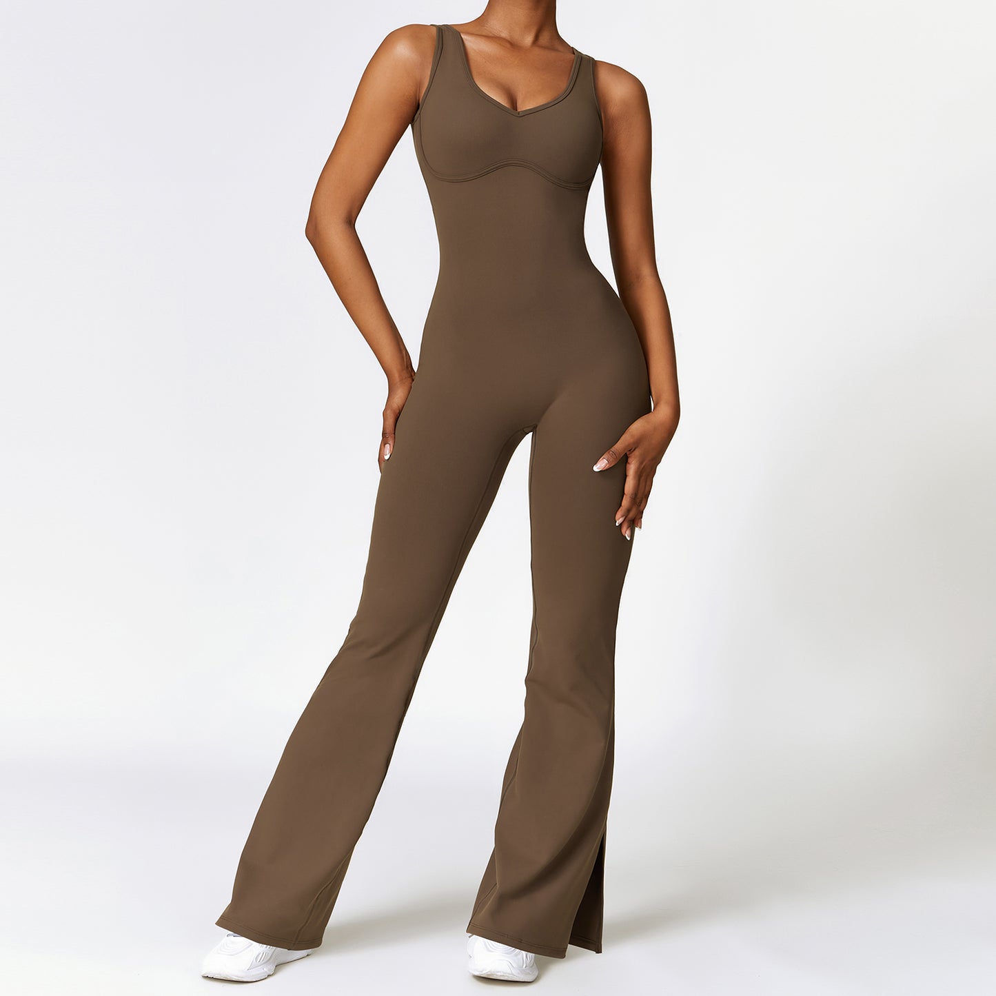 Flared Leg Backless Romper