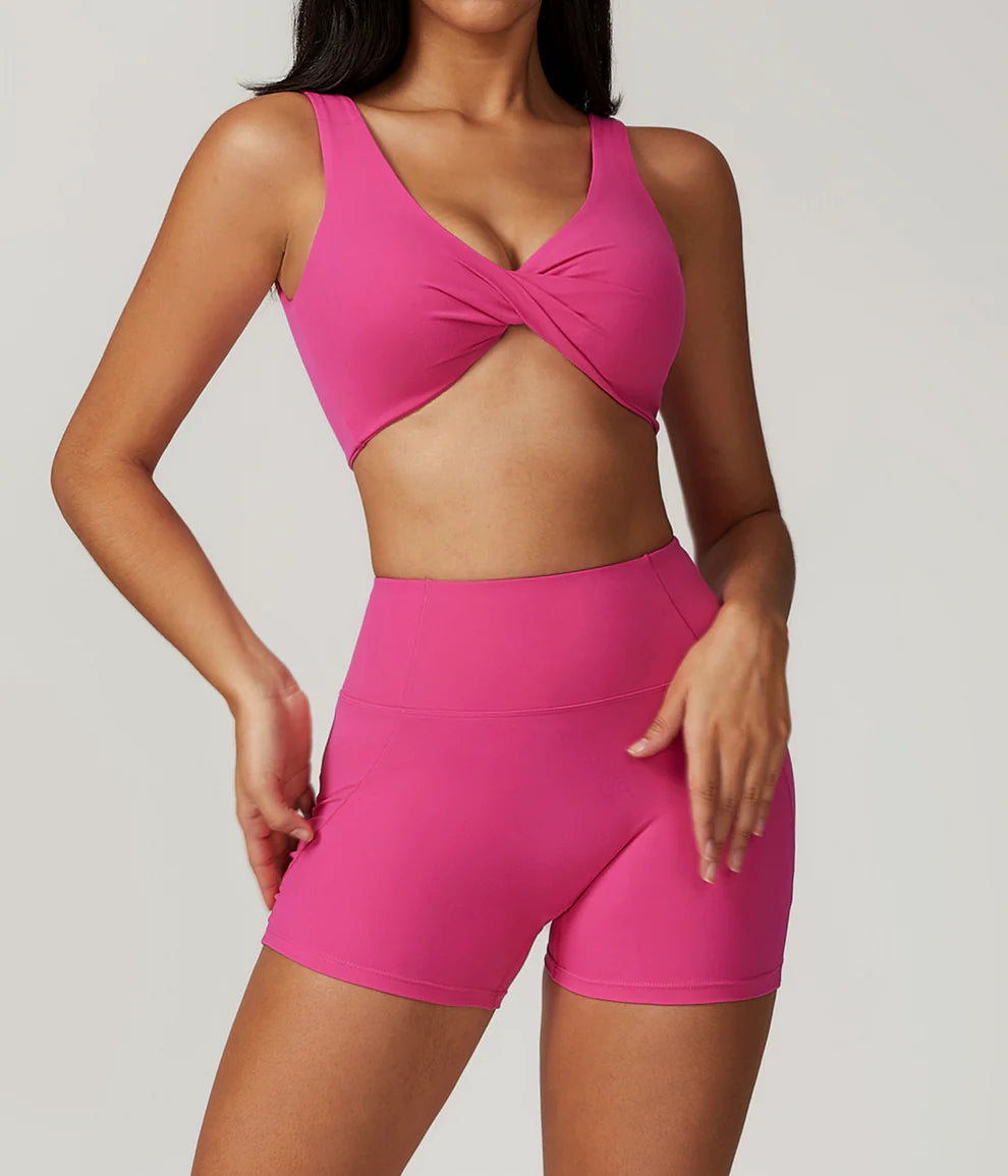 FRONT TWIST NECK CAMI SPORTS BRA