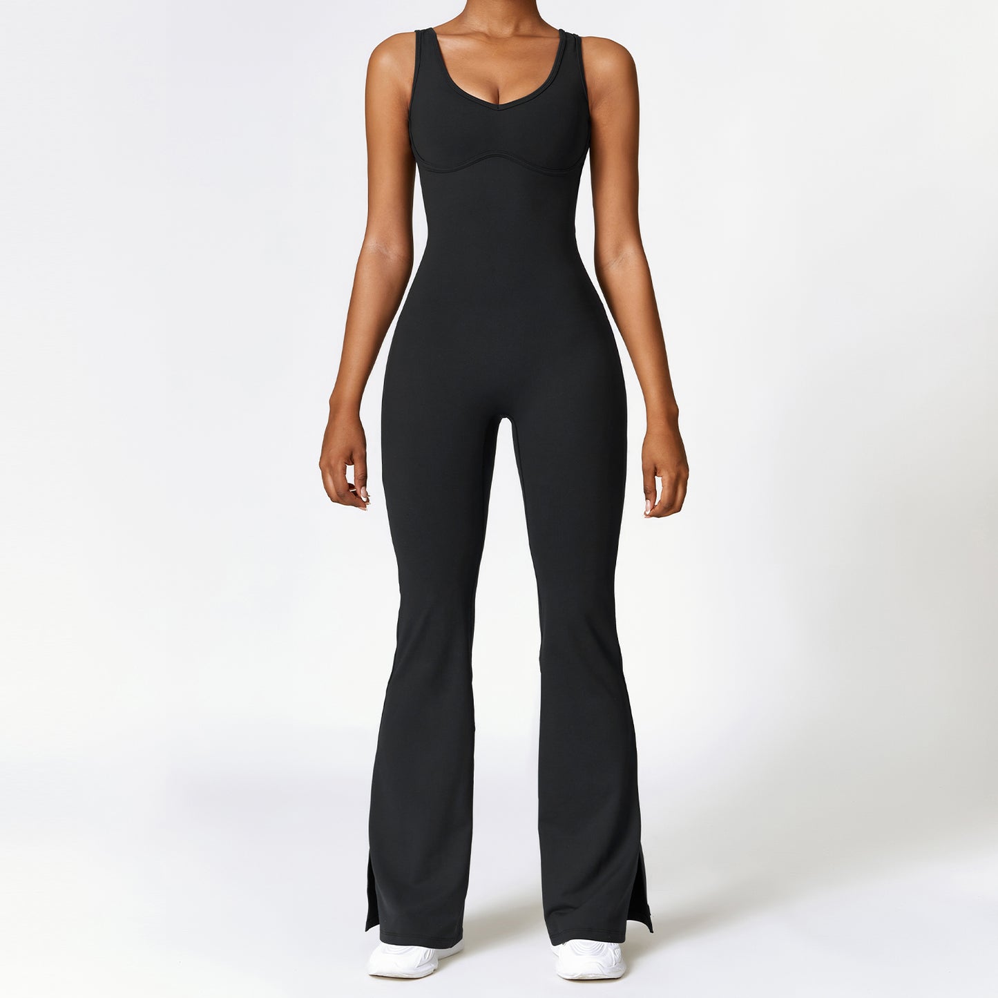 Flared Leg Backless Romper