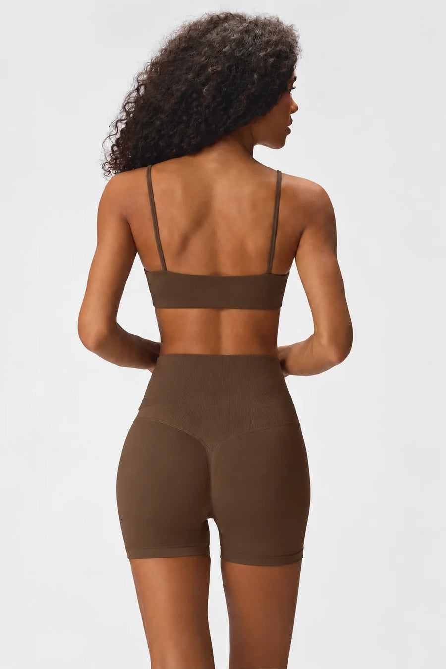 Petite Padded Square Neck Cami Crop Top in Brown