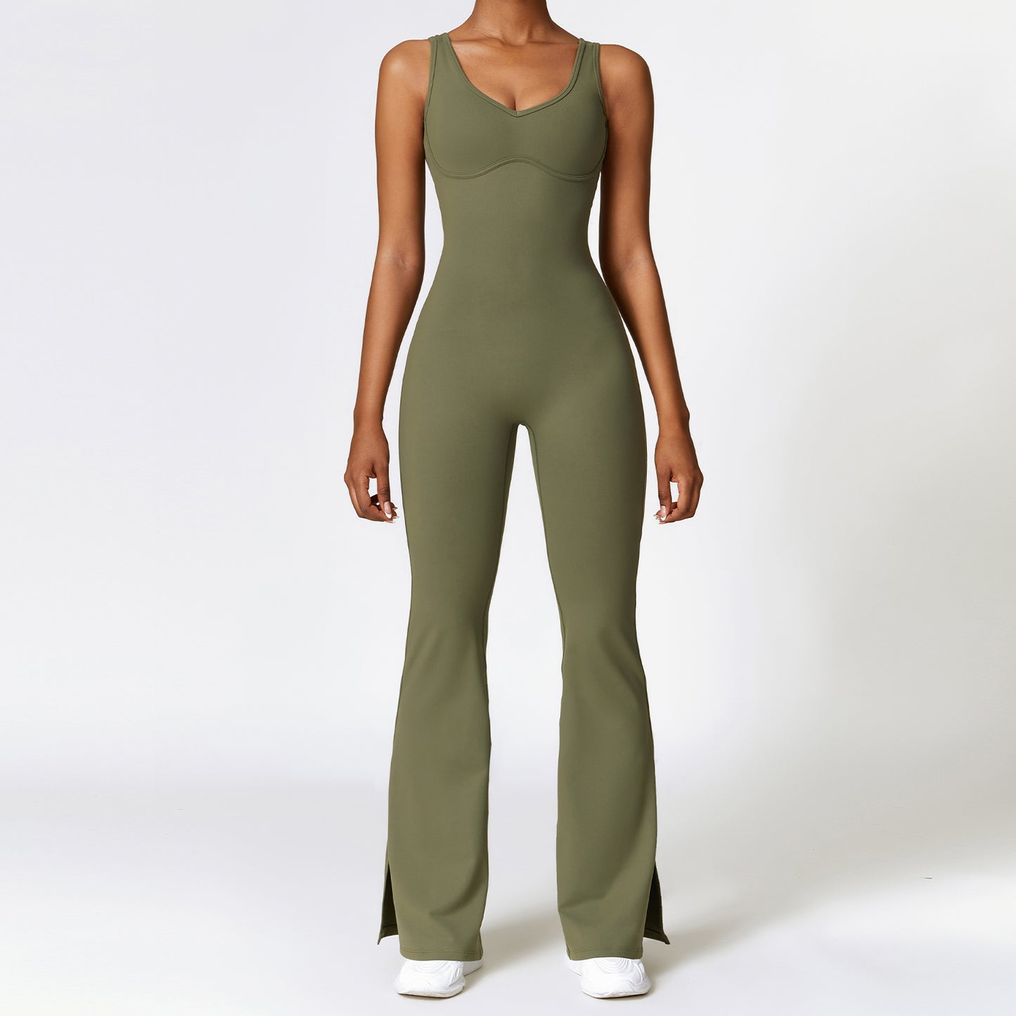 Flared Leg Backless Romper