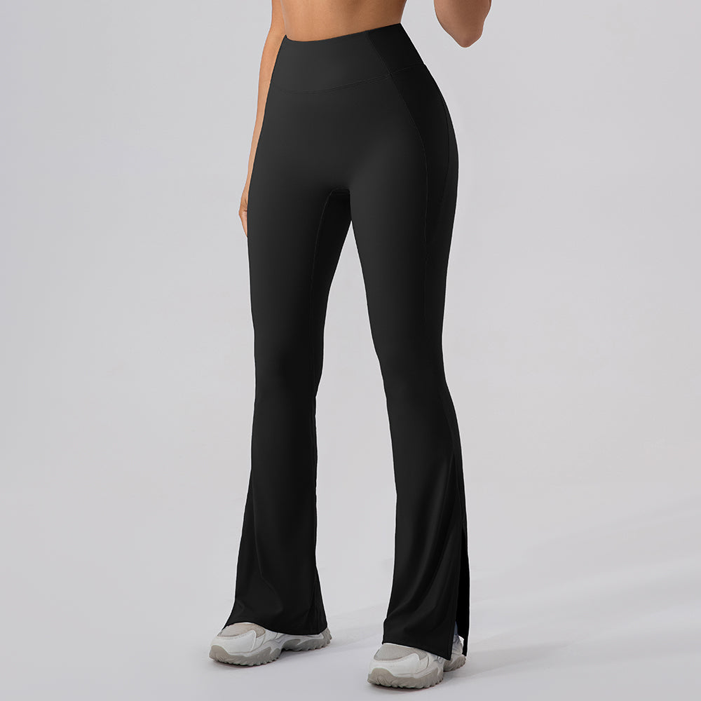 HIGH WAIST FLARED SPLIT LEG LEGGINGS