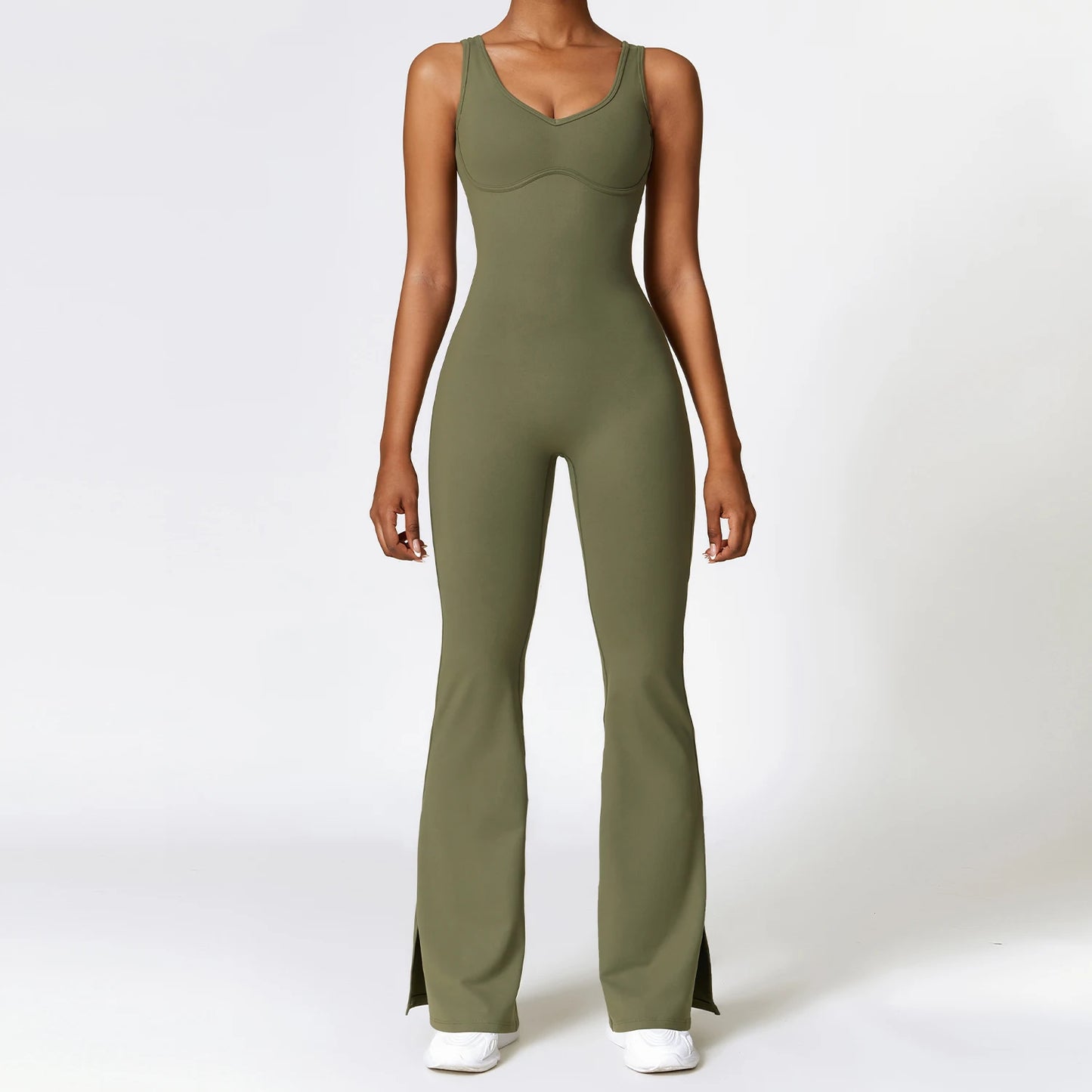 Flared Leg Backless Romper