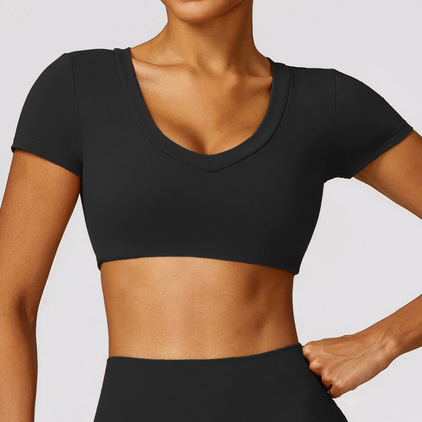 BRUSHED V NECK CROP TOP