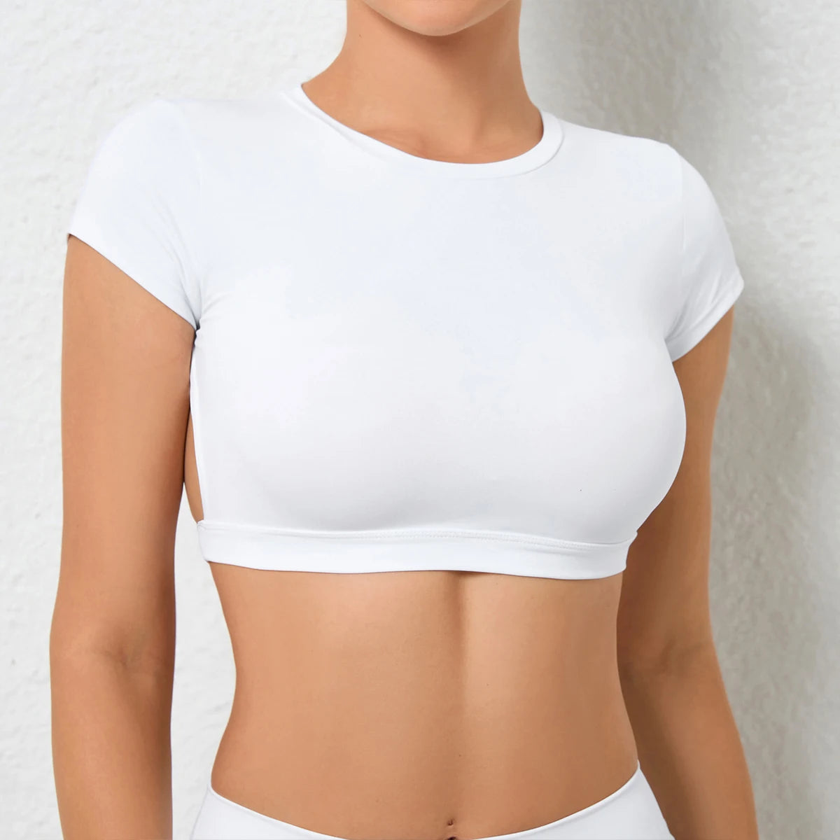 Backless Fly Sleeves Padded Crop Top