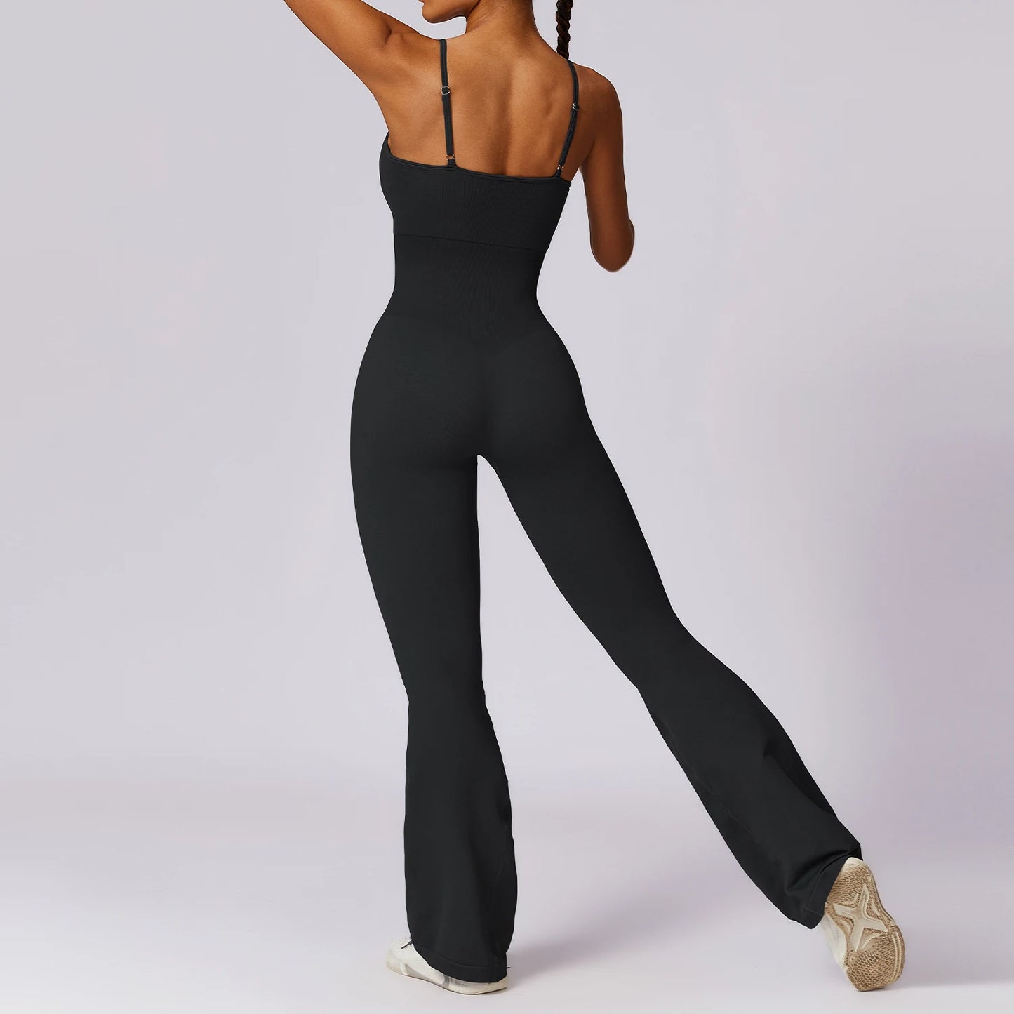 FLARED LEG ADJUSTABLE STRAP CAMI JUMPSUIT