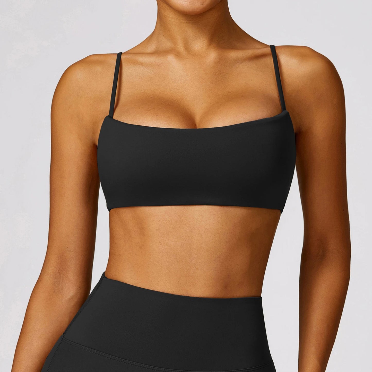 CROP CAMI DEEP NECK SPORTS BRA