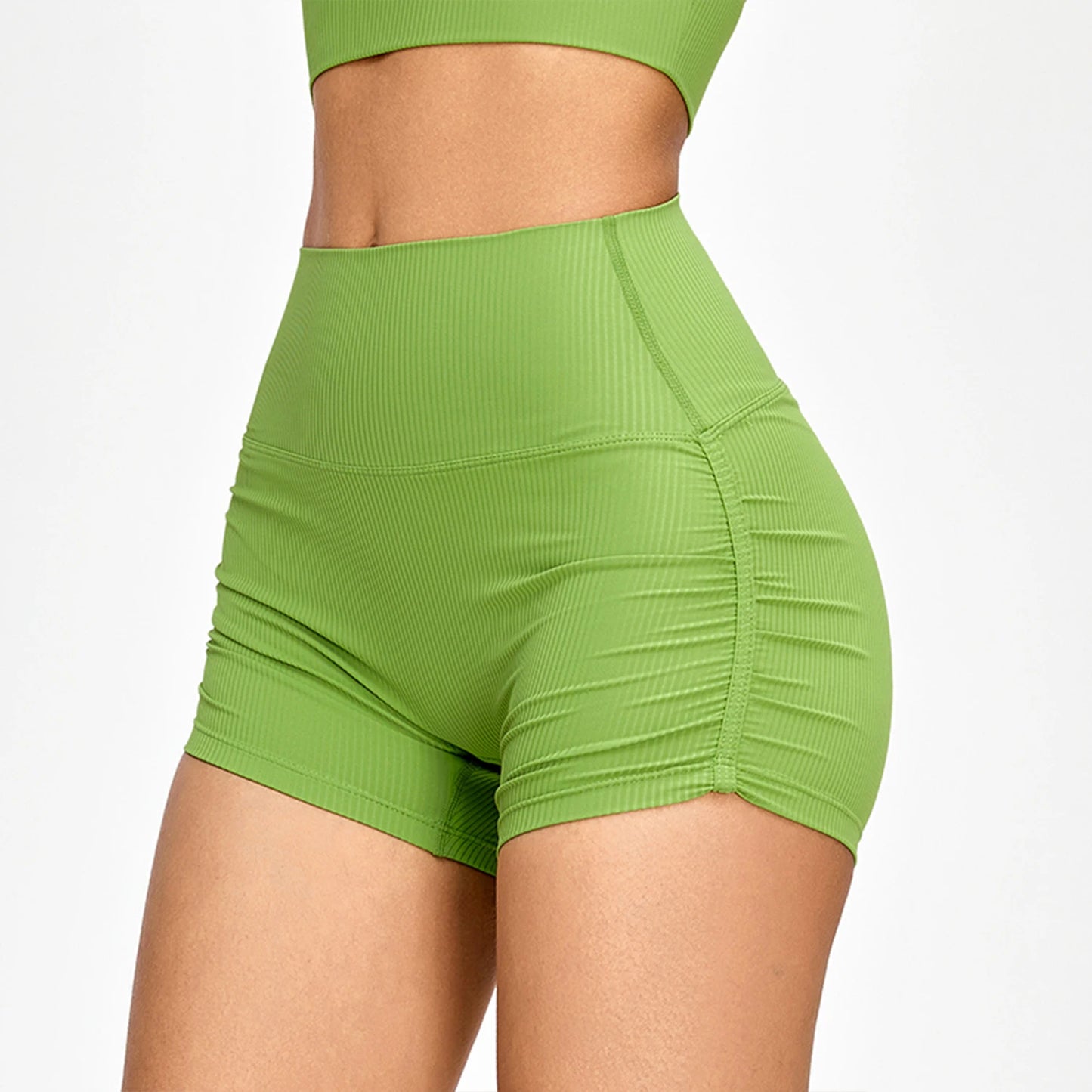 SIDE RUCHED HIGH WAIST SHORTS