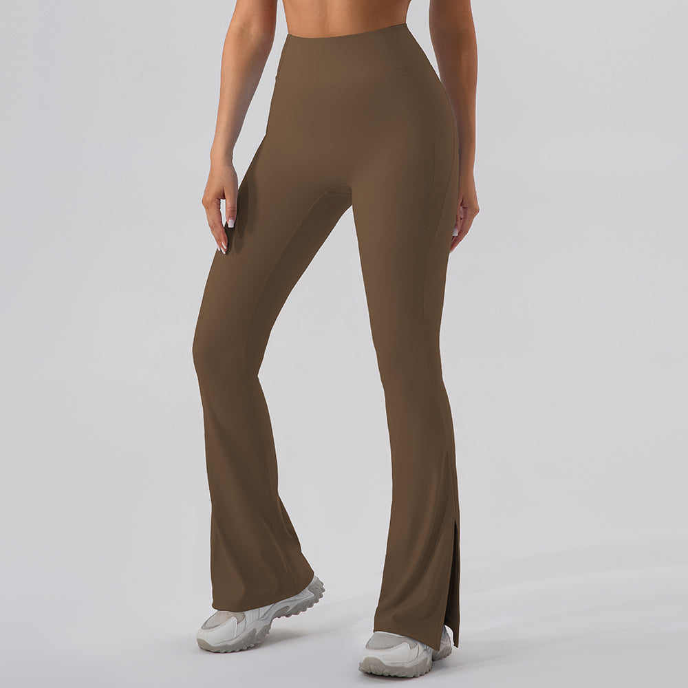 HIGH WAIST FLARED SPLIT LEG LEGGINGS