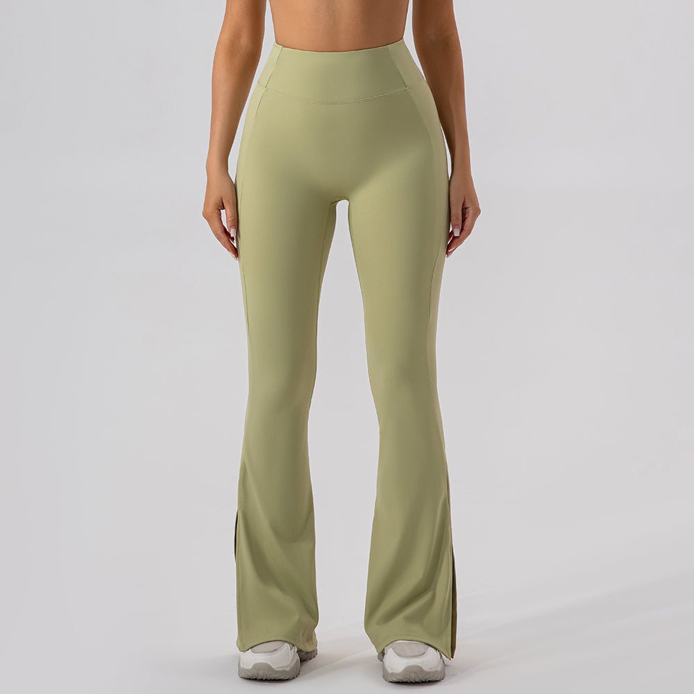 HIGH WAIST FLARED SPLIT LEG LEGGINGS