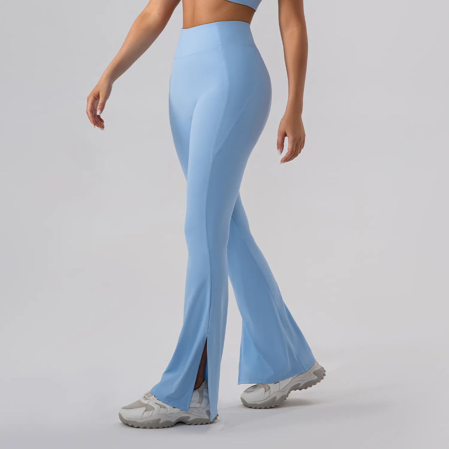 HIGH WAIST FLARED SPLIT LEG LEGGINGS