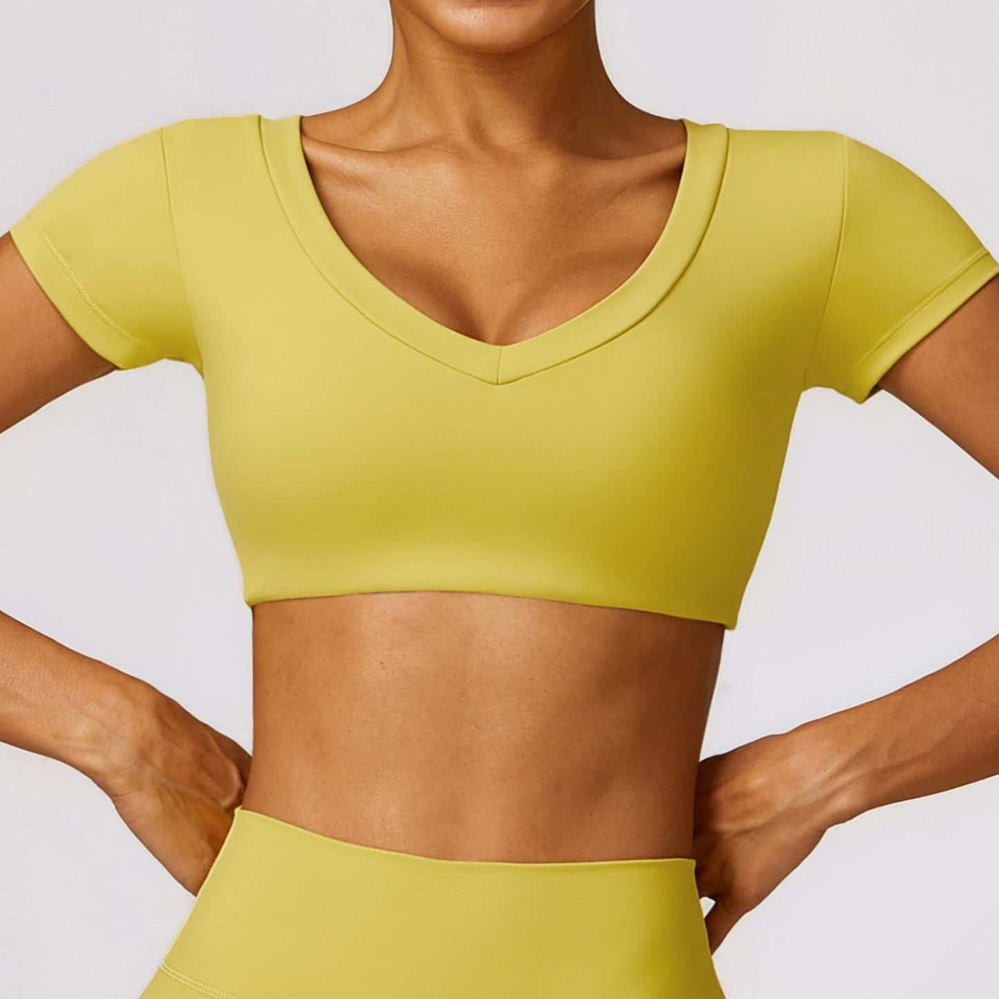 BRUSHED V NECK CROP TOP