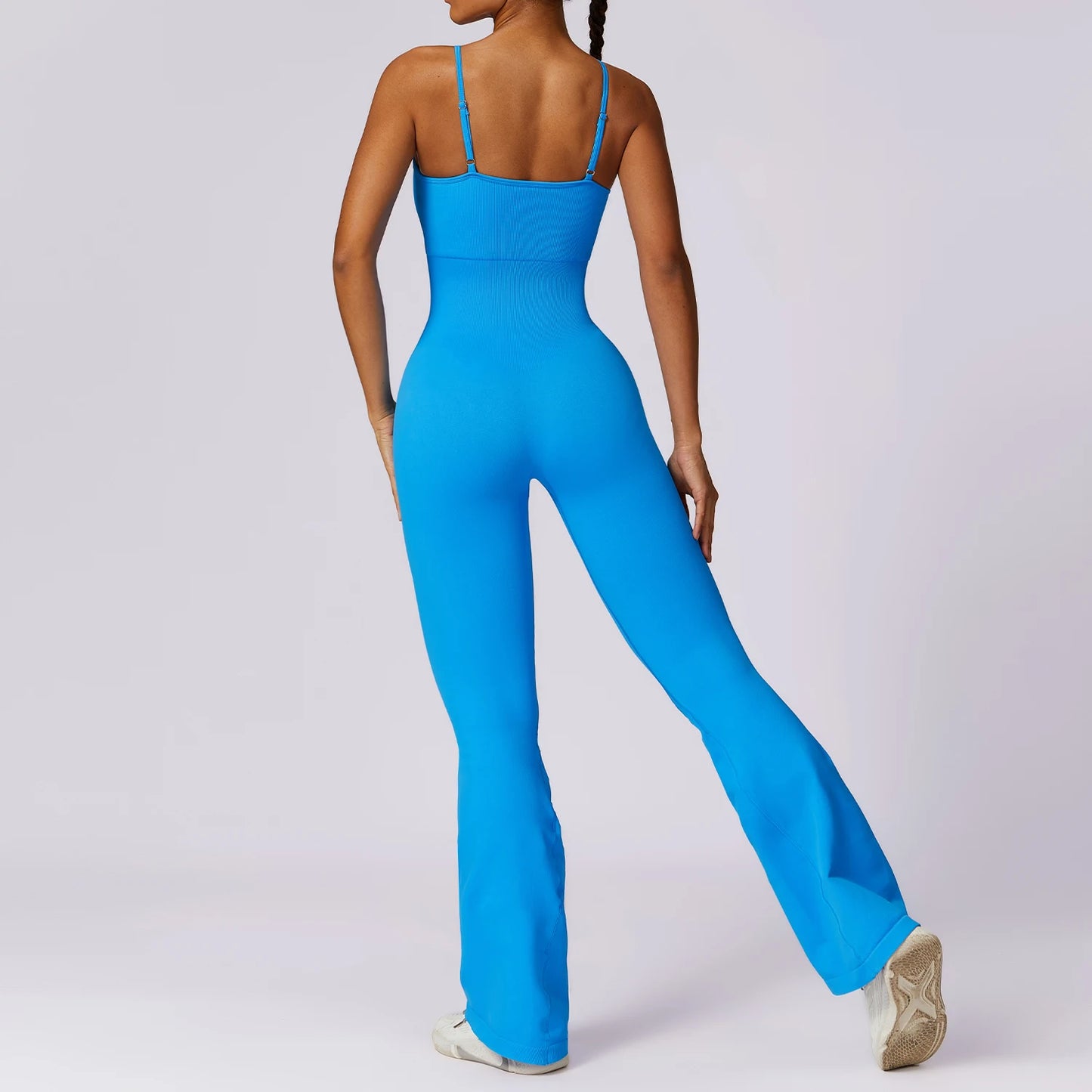 FLARED LEG ADJUSTABLE STRAP CAMI JUMPSUIT