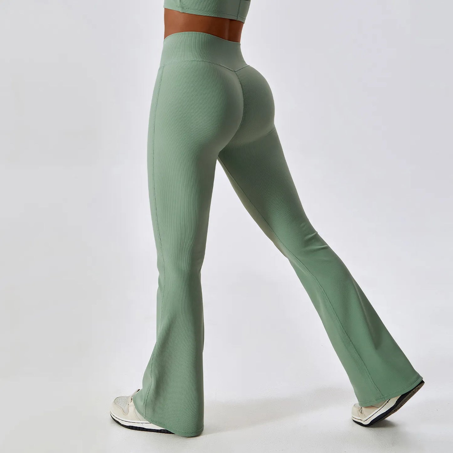 CROSS WAIST FLARED LEG LEGGINGS