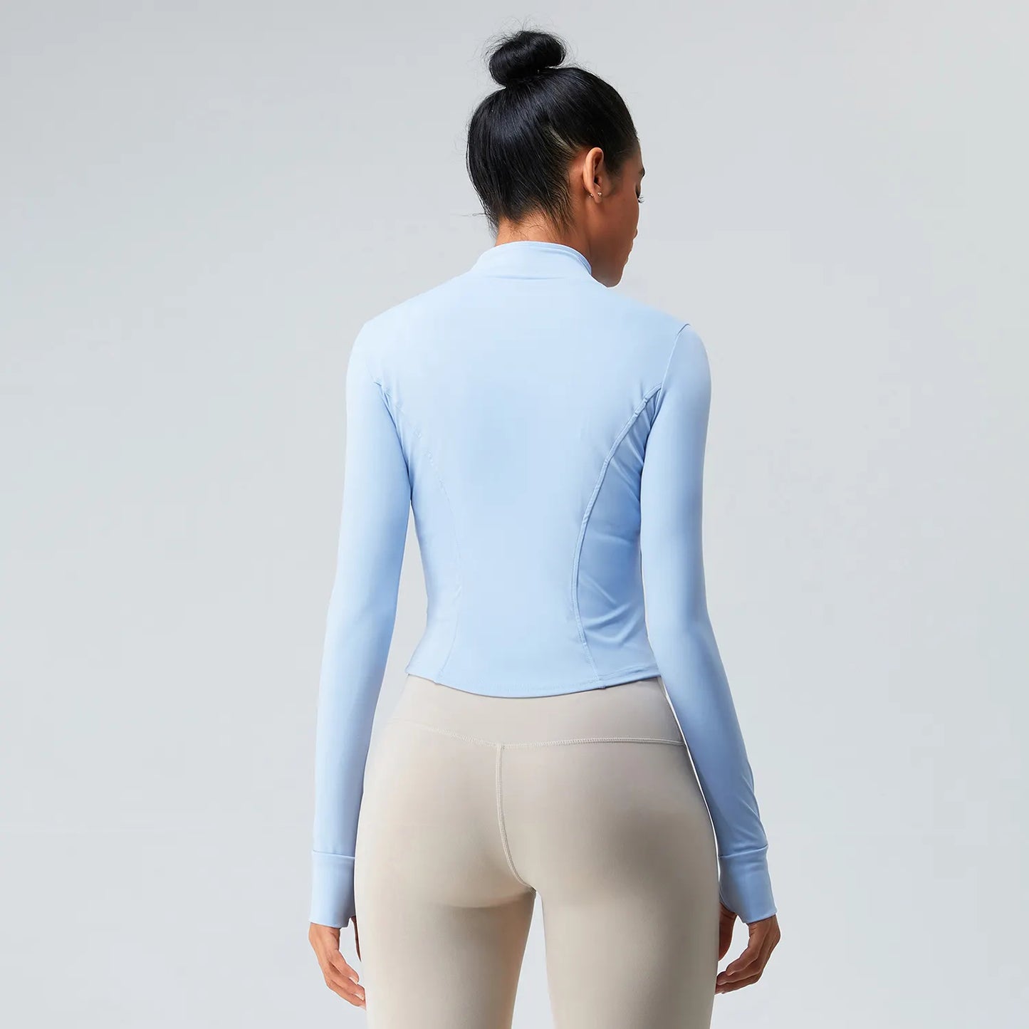 THUMBHOLE SLEEVES INVISIBLE ZIP JACKET WITH POCKET
