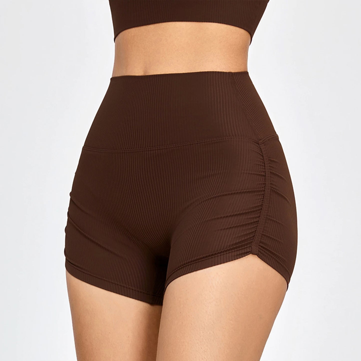 SIDE RUCHED HIGH WAIST SHORTS