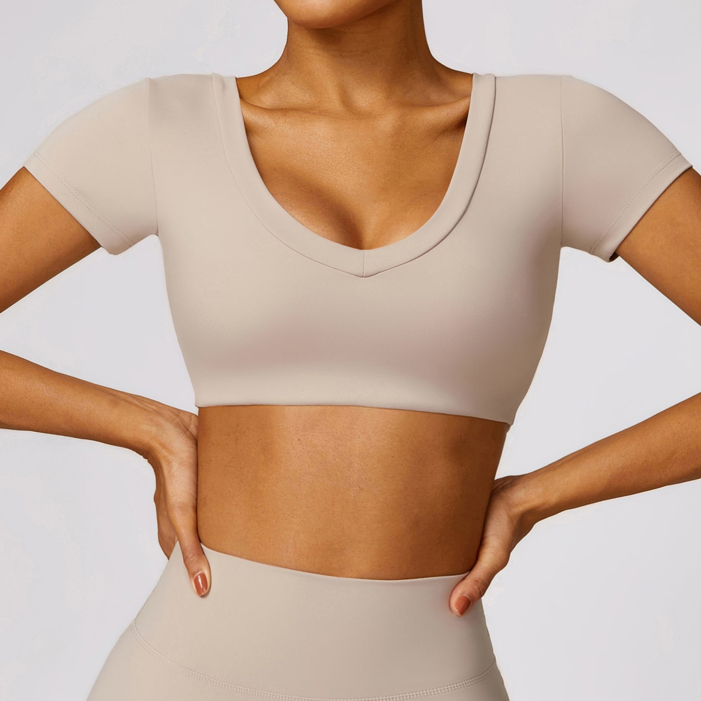 BRUSHED V NECK CROP TOP