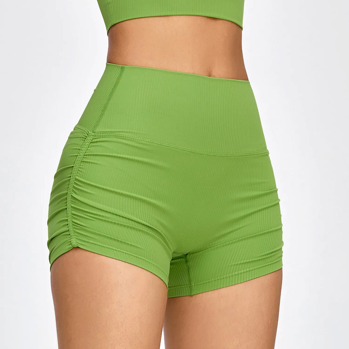 SIDE RUCHED HIGH WAIST SHORTS