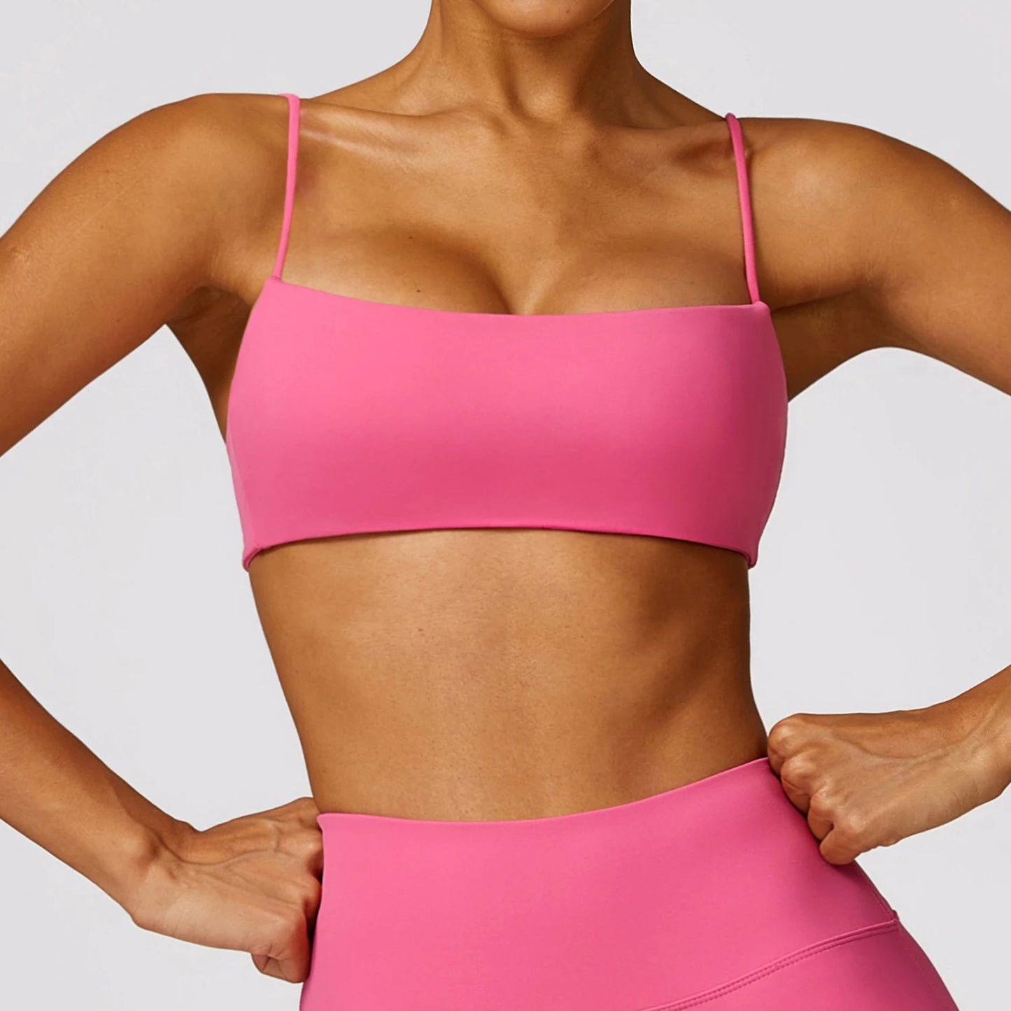 CROP CAMI DEEP NECK SPORTS BRA