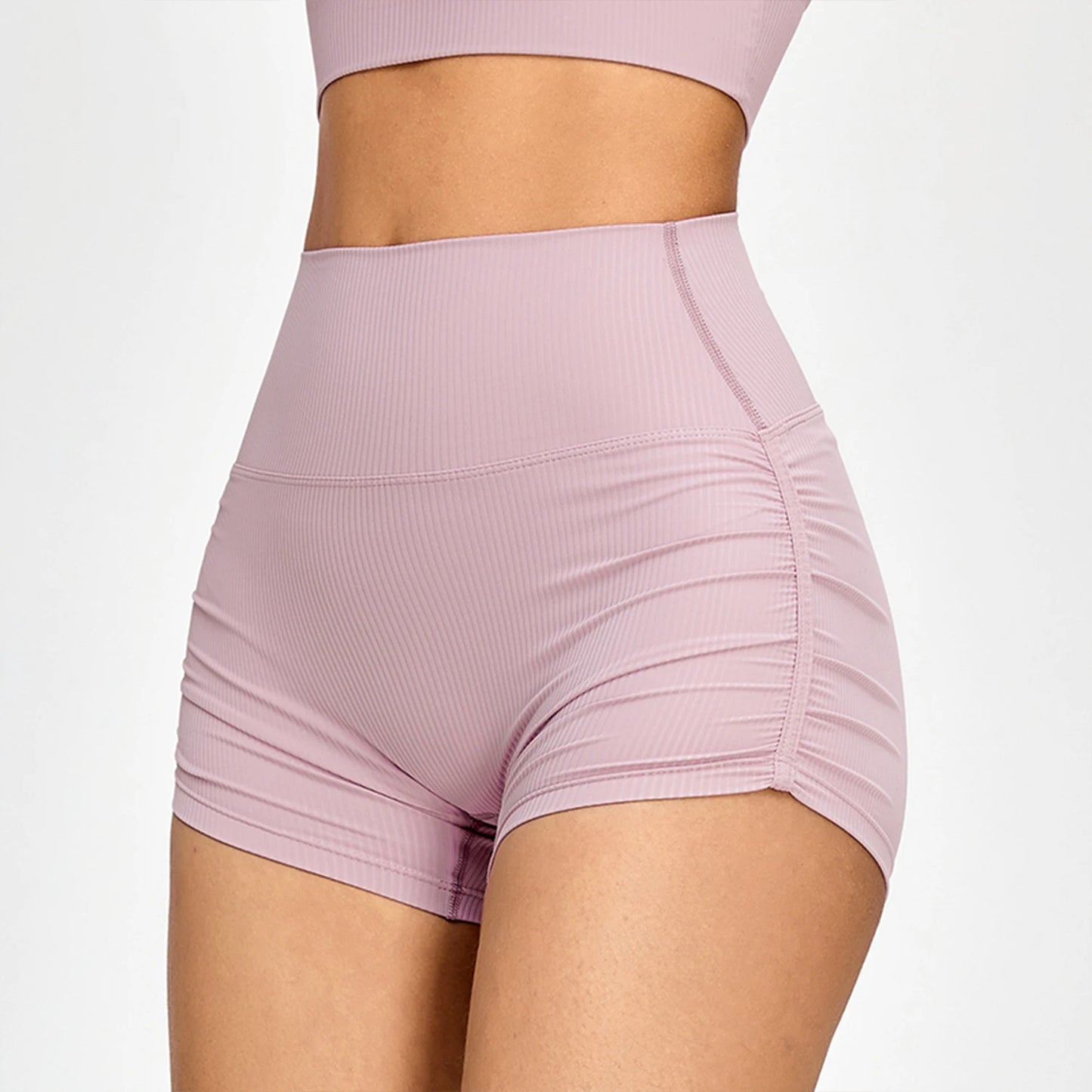 SIDE RUCHED HIGH WAIST SHORTS