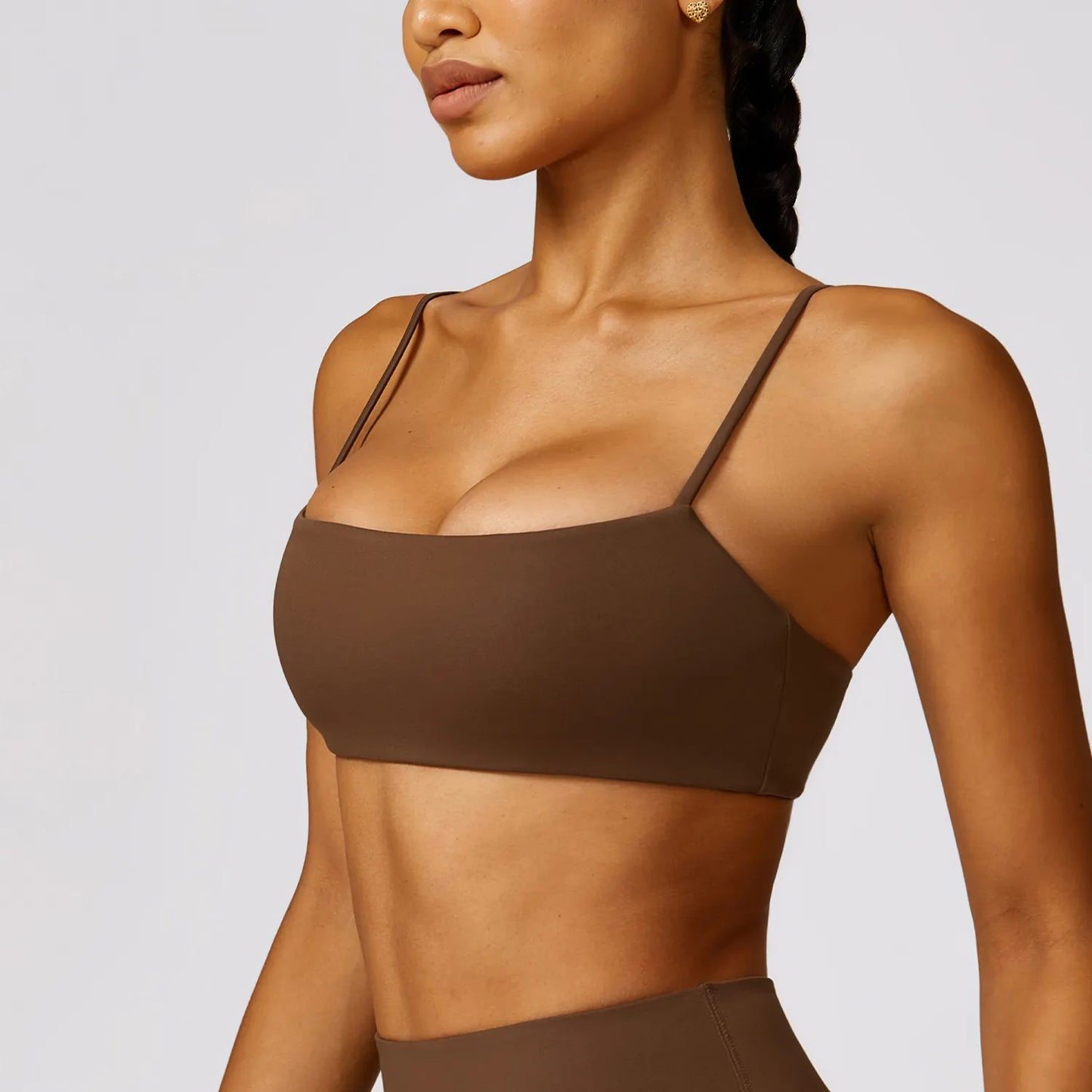 CROP CAMI DEEP NECK SPORTS BRA