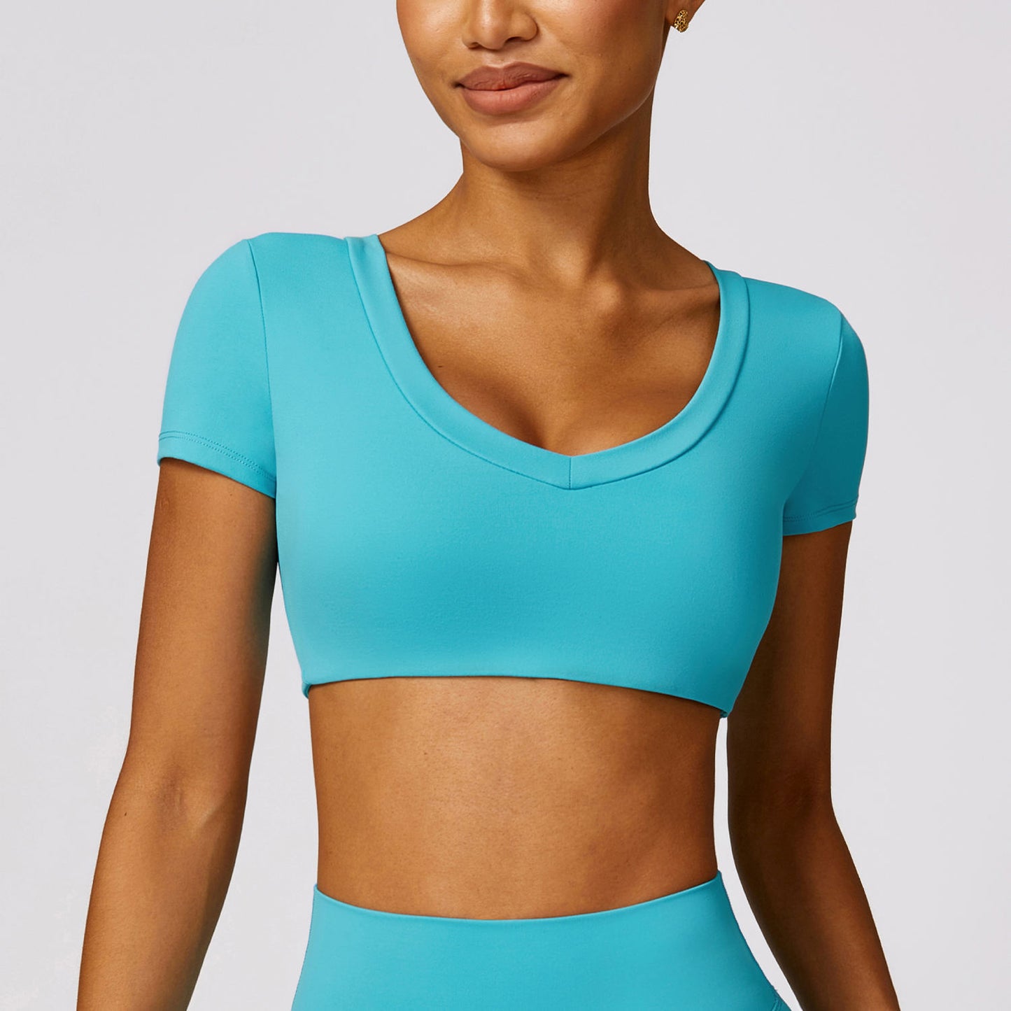 BRUSHED V NECK CROP TOP