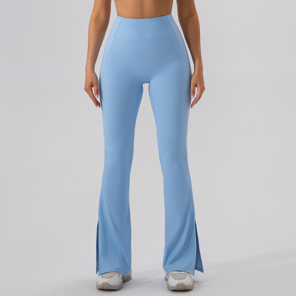HIGH WAIST FLARED SPLIT LEG LEGGINGS
