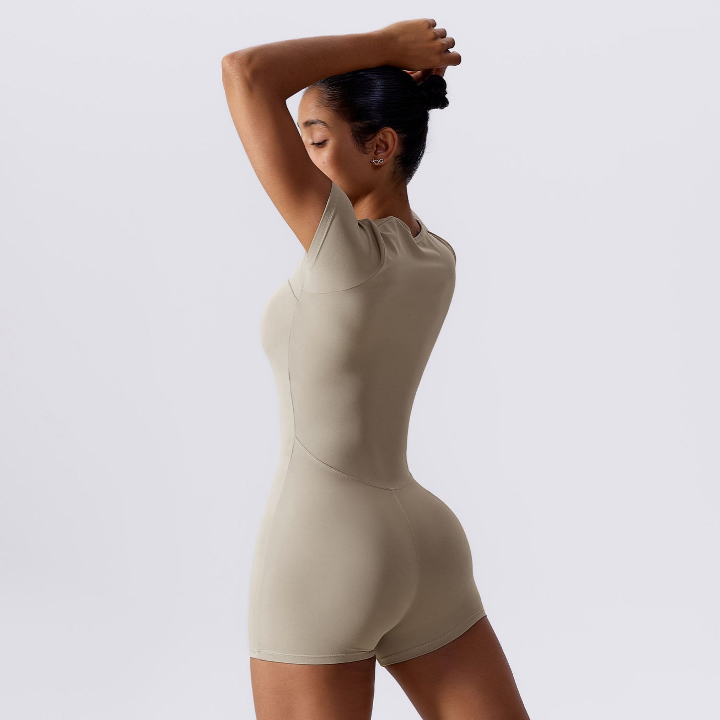 WIDE NECK WAIST SHAPING ONE PIECE JUMPSUIT
