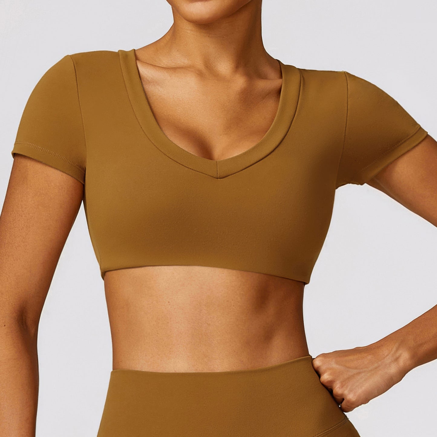 BRUSHED V NECK CROP TOP