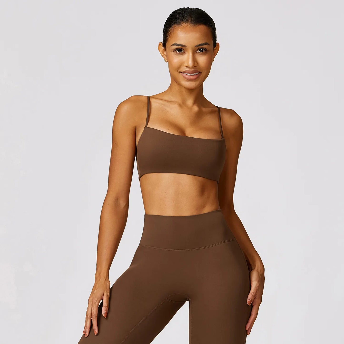 CROP CAMI DEEP NECK SPORTS BRA