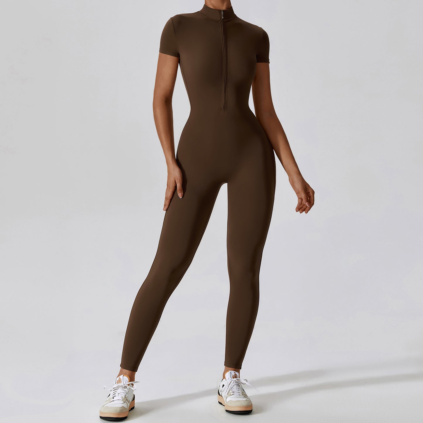SHORT SLEEVES SEAMLESS JUMPSUIT
