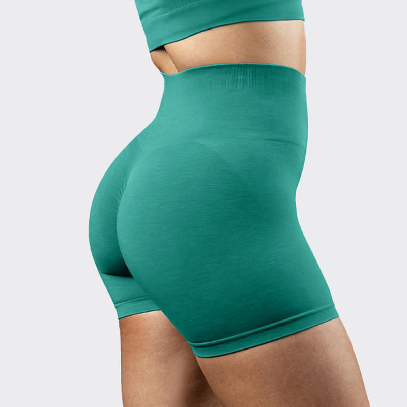 HIGH WAIST RUNNING SHORTS IN GREEN