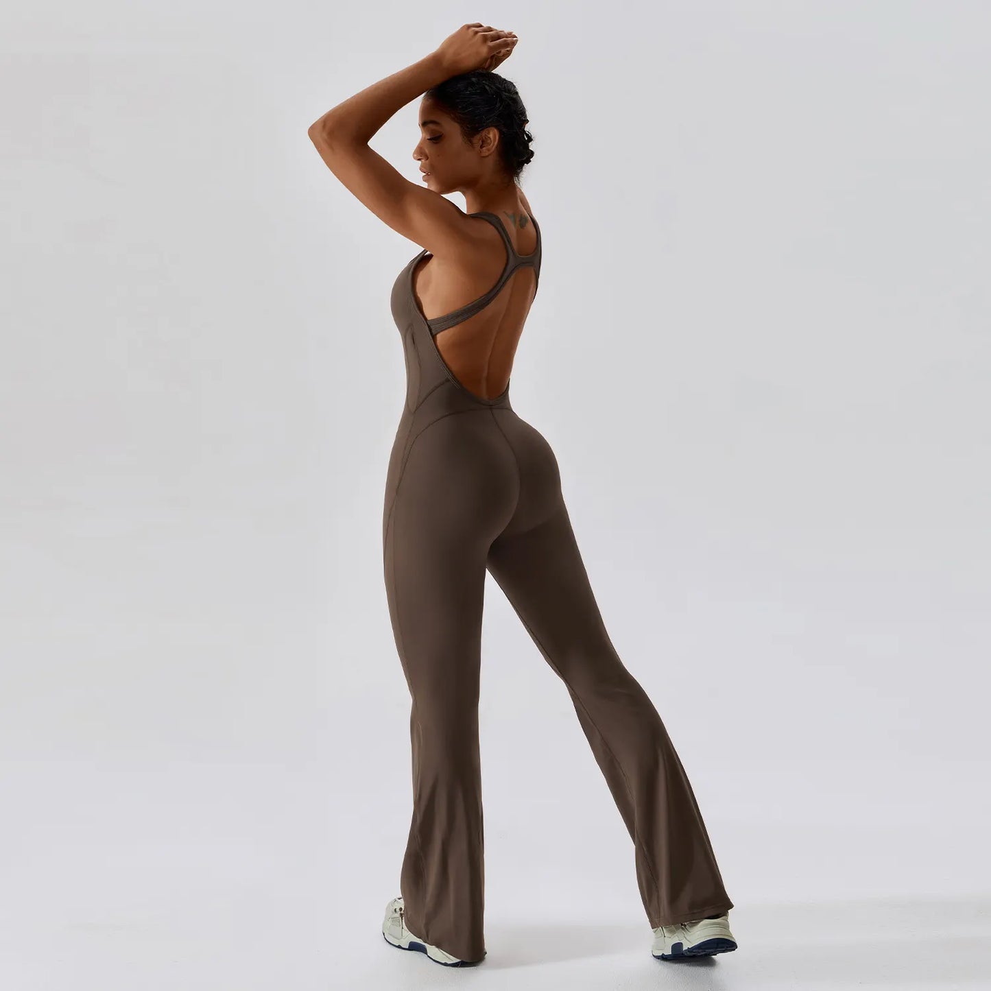 Cross Back Flared Leg Romper
