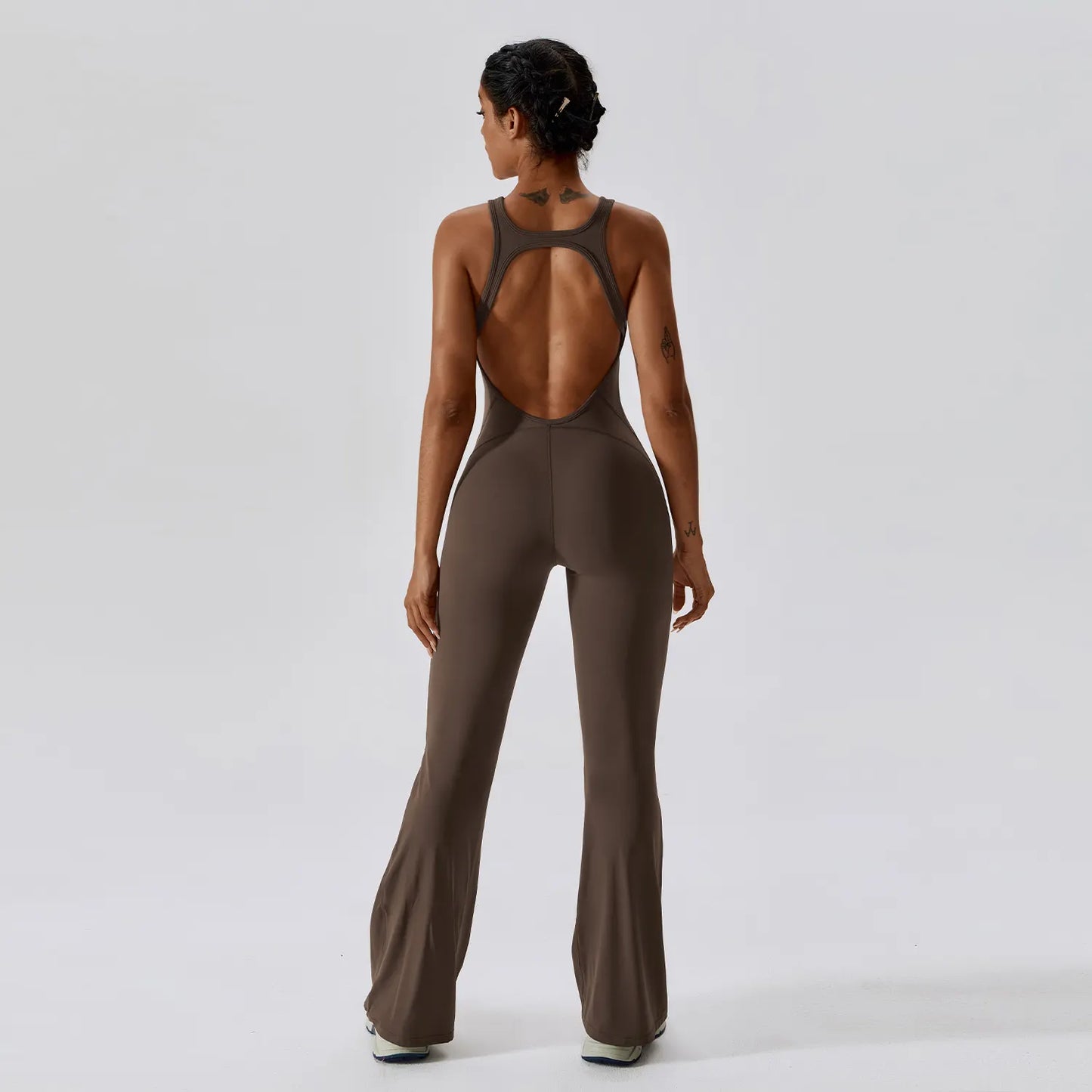Cross Back Flared Leg Romper