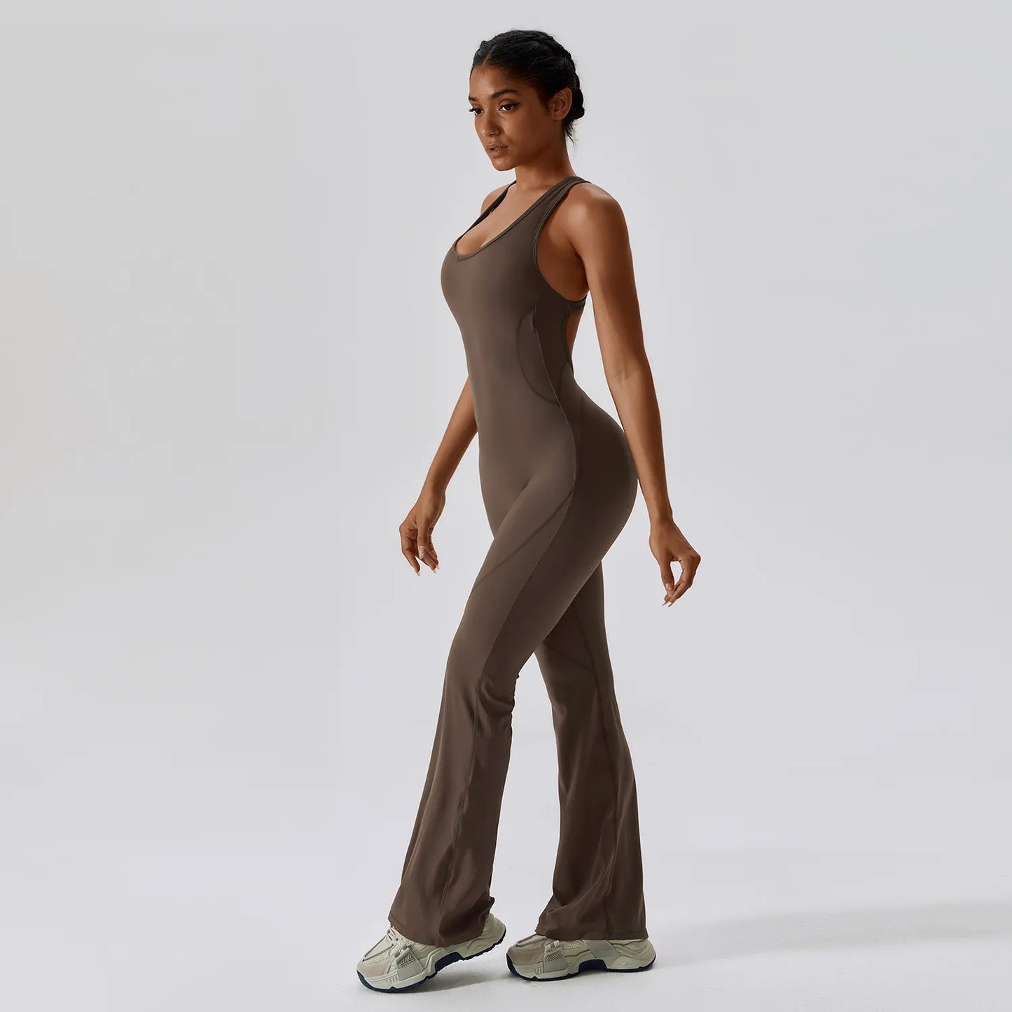 Cross Back Flared Leg Romper