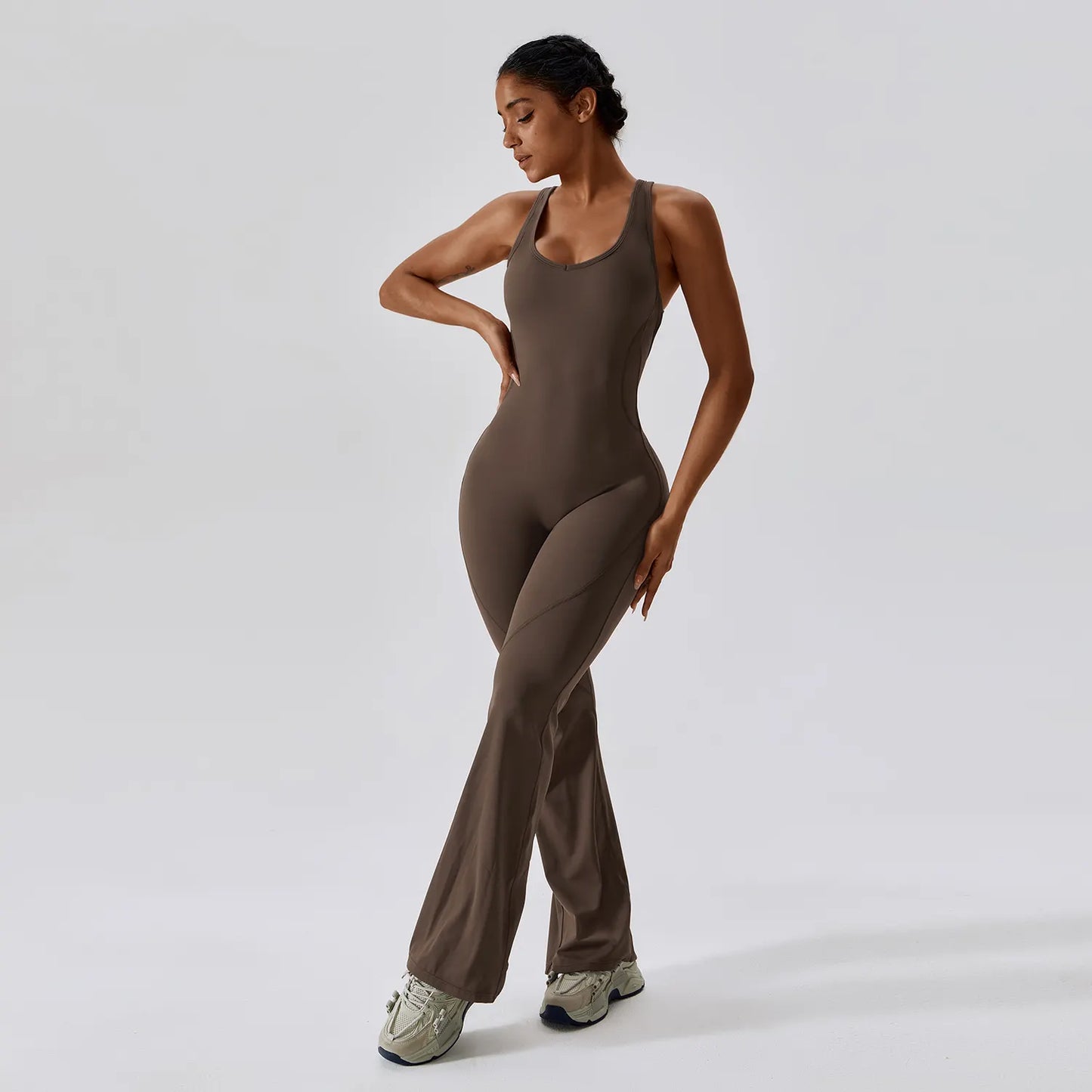 Cross Back Flared Leg Romper
