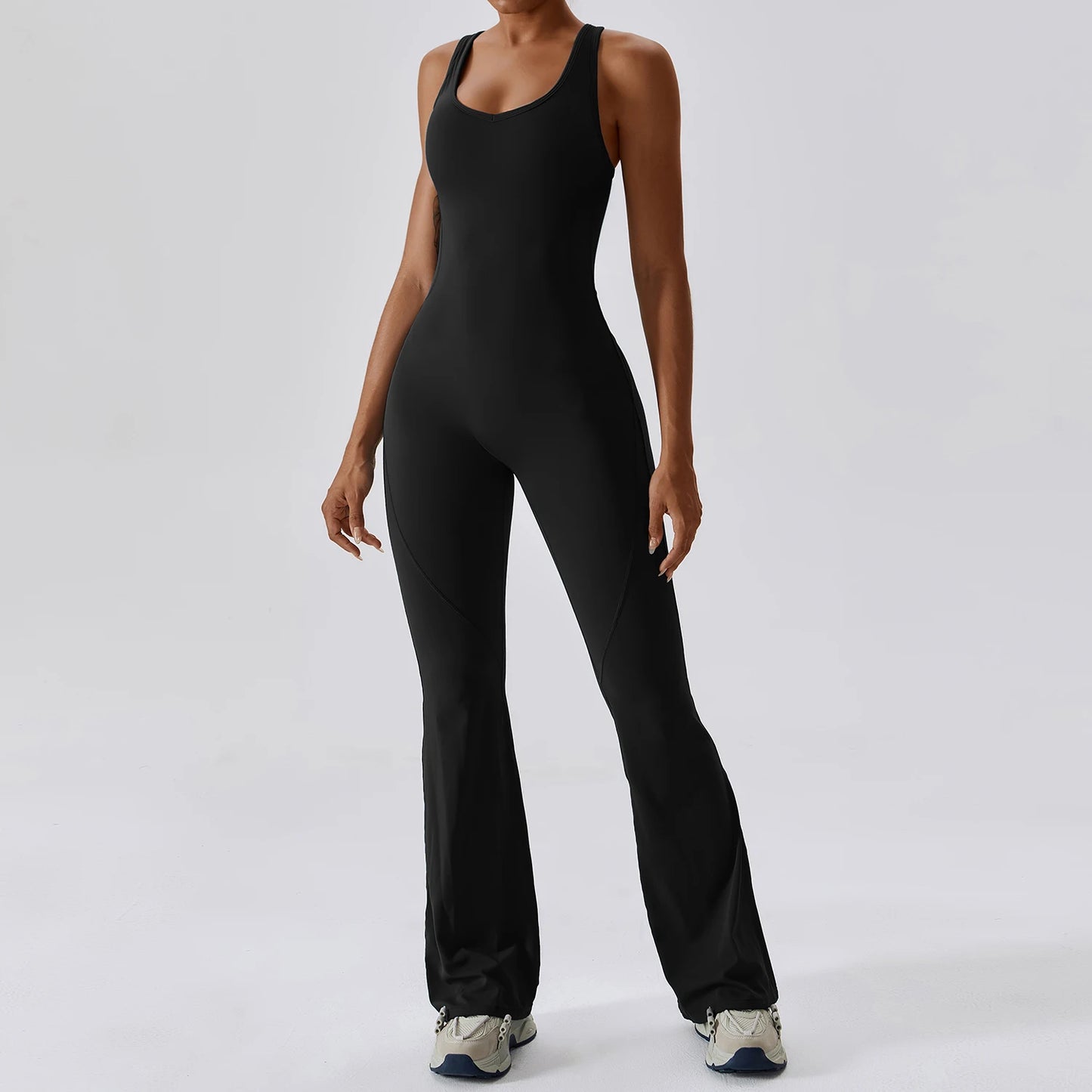 Cross Back Flared Leg Romper
