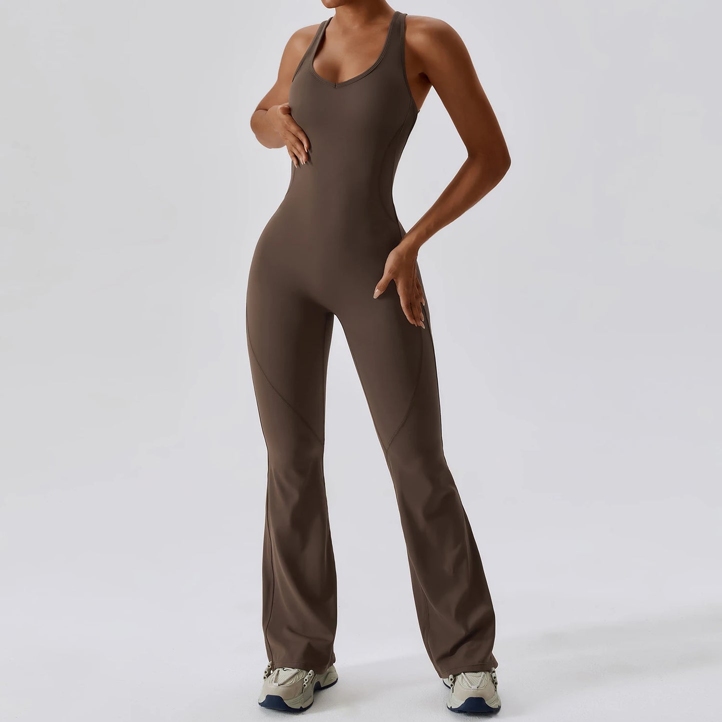 Cross Back Flared Leg Romper