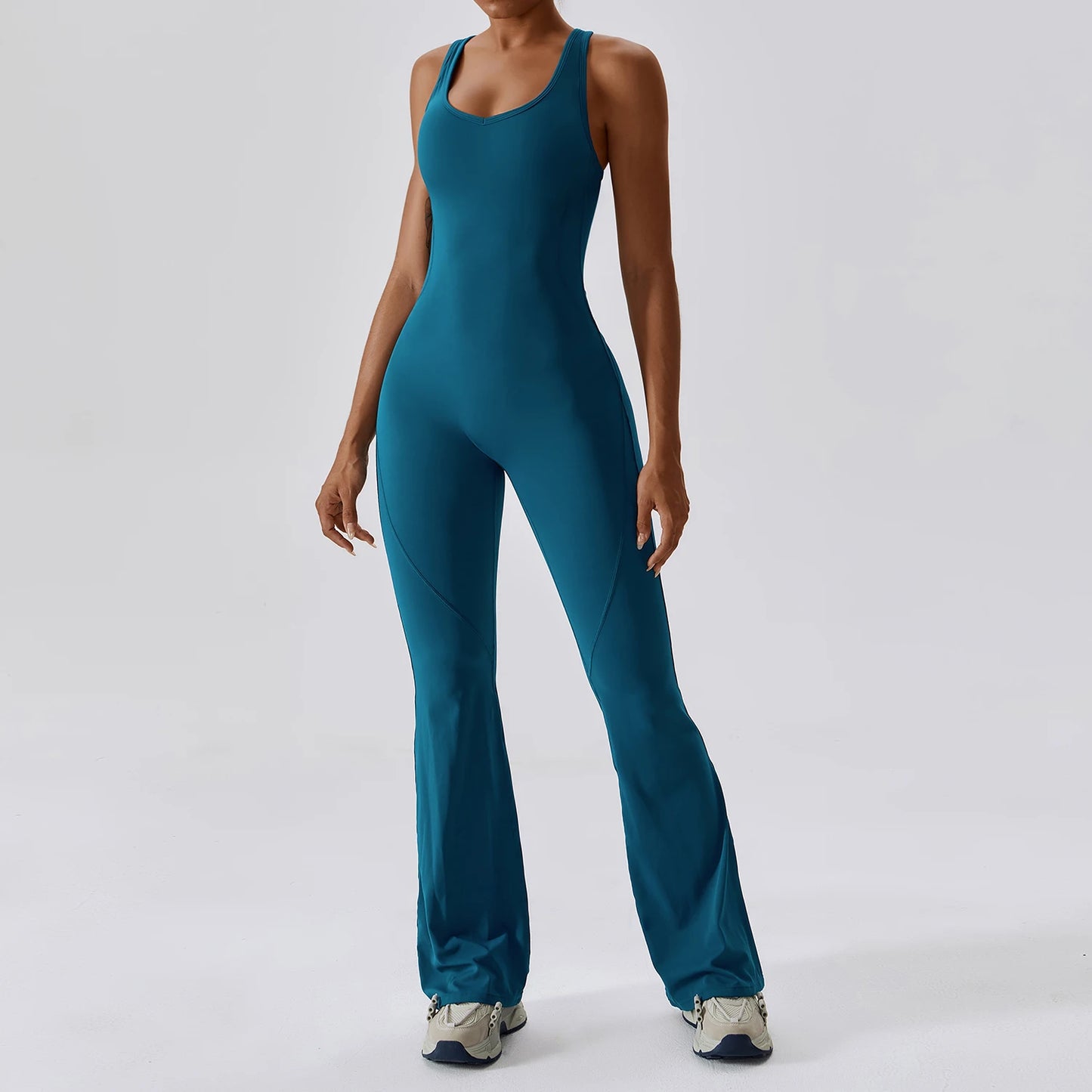 Cross Back Flared Leg Romper