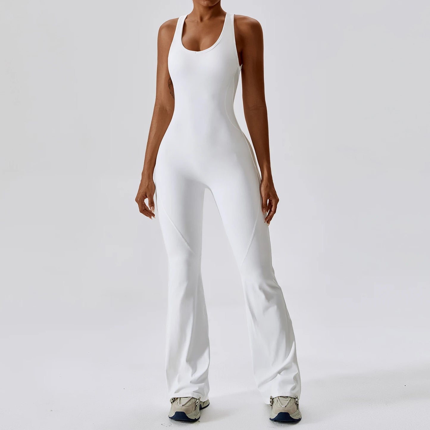 Cross Back Flared Leg Romper