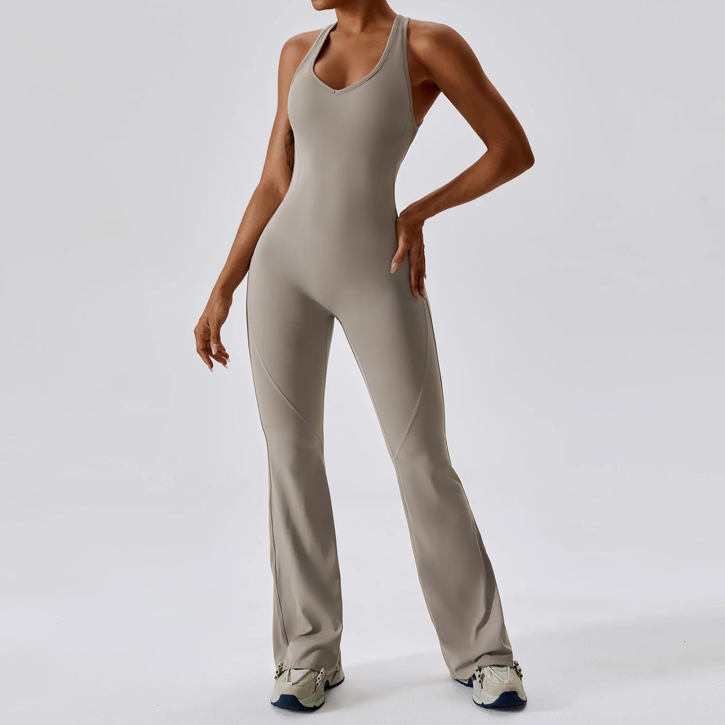 Cross Back Flared Leg Romper