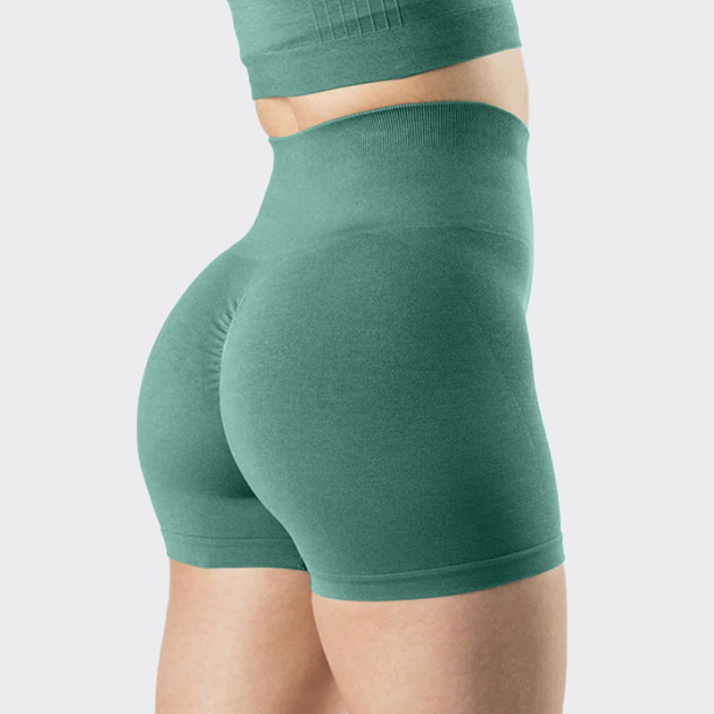 HIGH WAIST RUNNING SHORTS IN GREEN