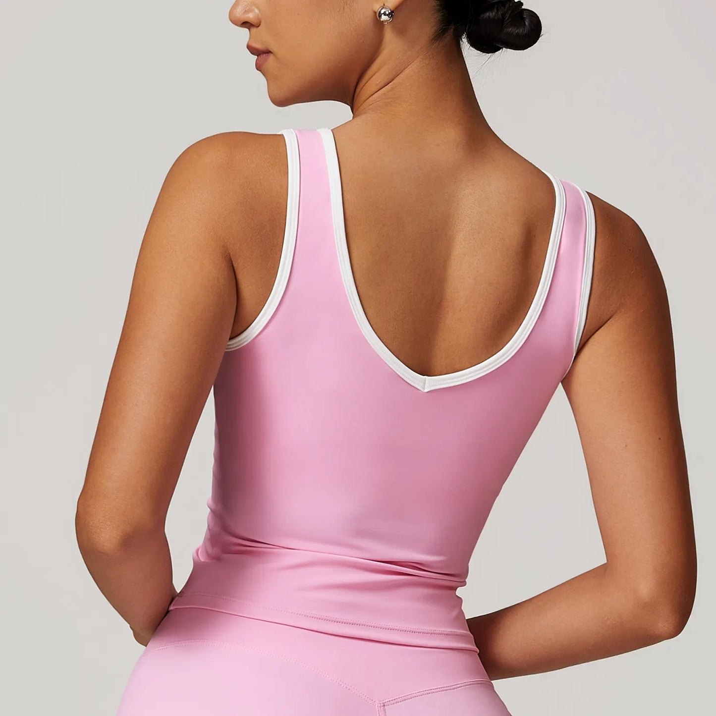 Contrast Binding V Neck Crop Top