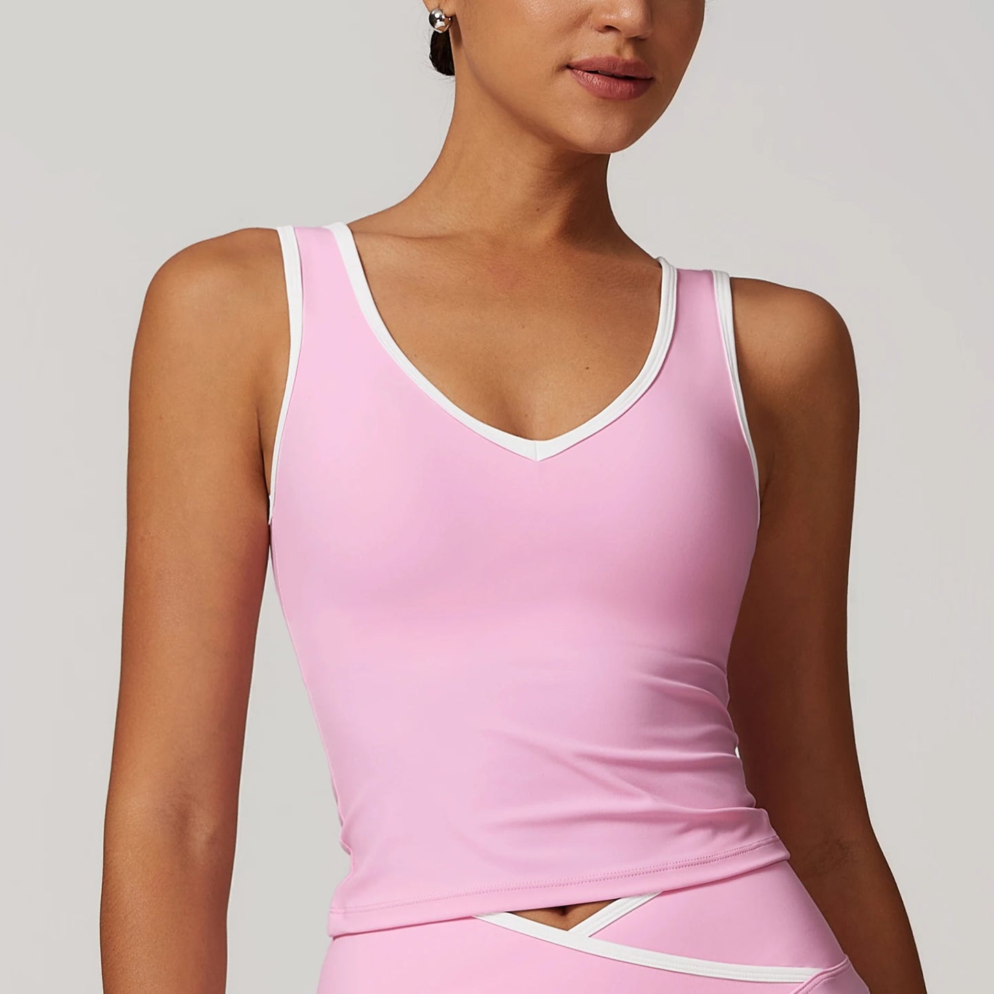 Contrast Binding V Neck Crop Top