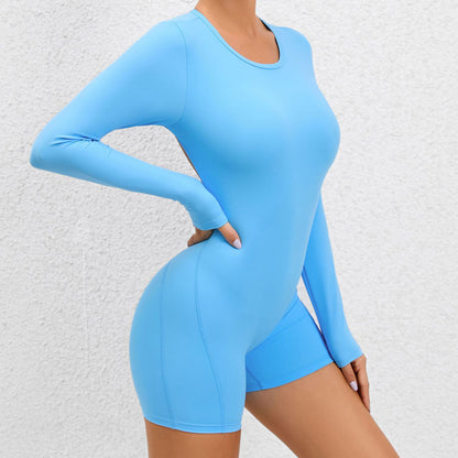 ROUND NECK FULL SLEEVES BACKLESS ROMPER
