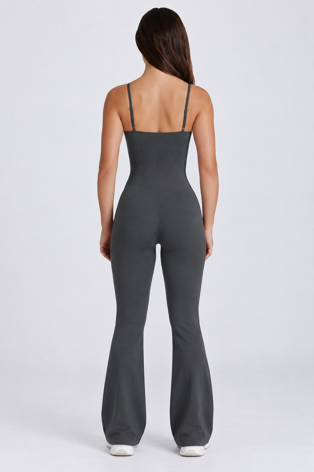 Petite Contour Flared Cami Jumpsuit in Charcoal