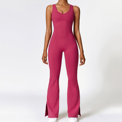 Flared Leg Backless Romper