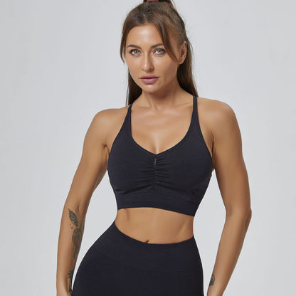 Y Back Front Ruched Cami Sports Bra